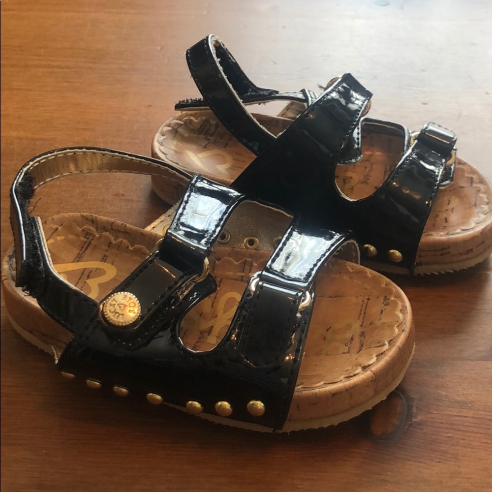 Lucky Sole Black Patent Leather Baby Sandals